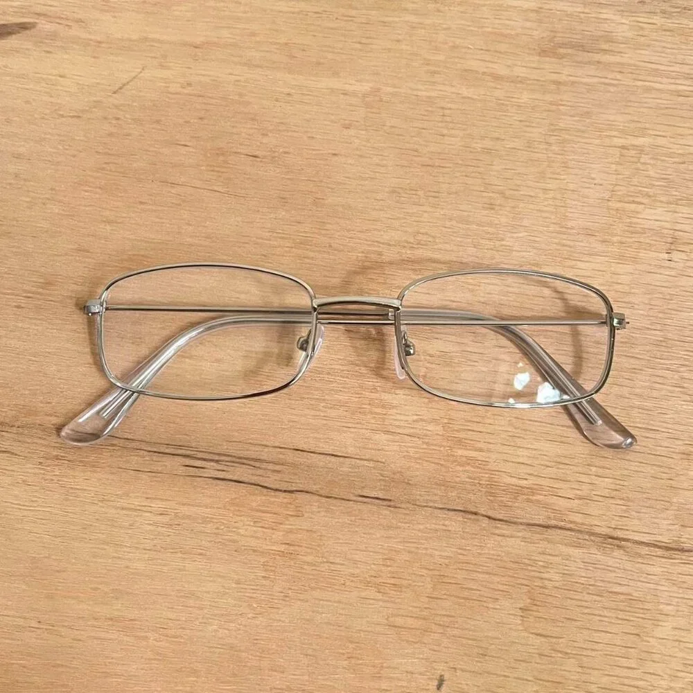 vintage y2k 90s 2000s unique slim style silver trim clear lens sunglasses